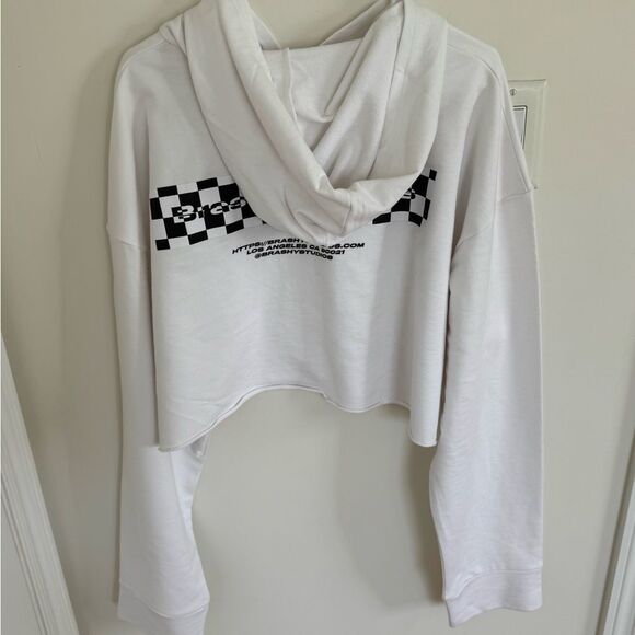 Brashy Studios Checkered Logo Cropped Hoodie Medium - Picture 4 of 6